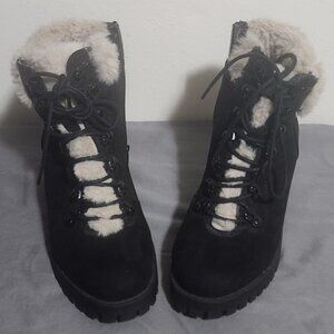 Madden Girl Hidde Hiker Boots Black/Faux Fur